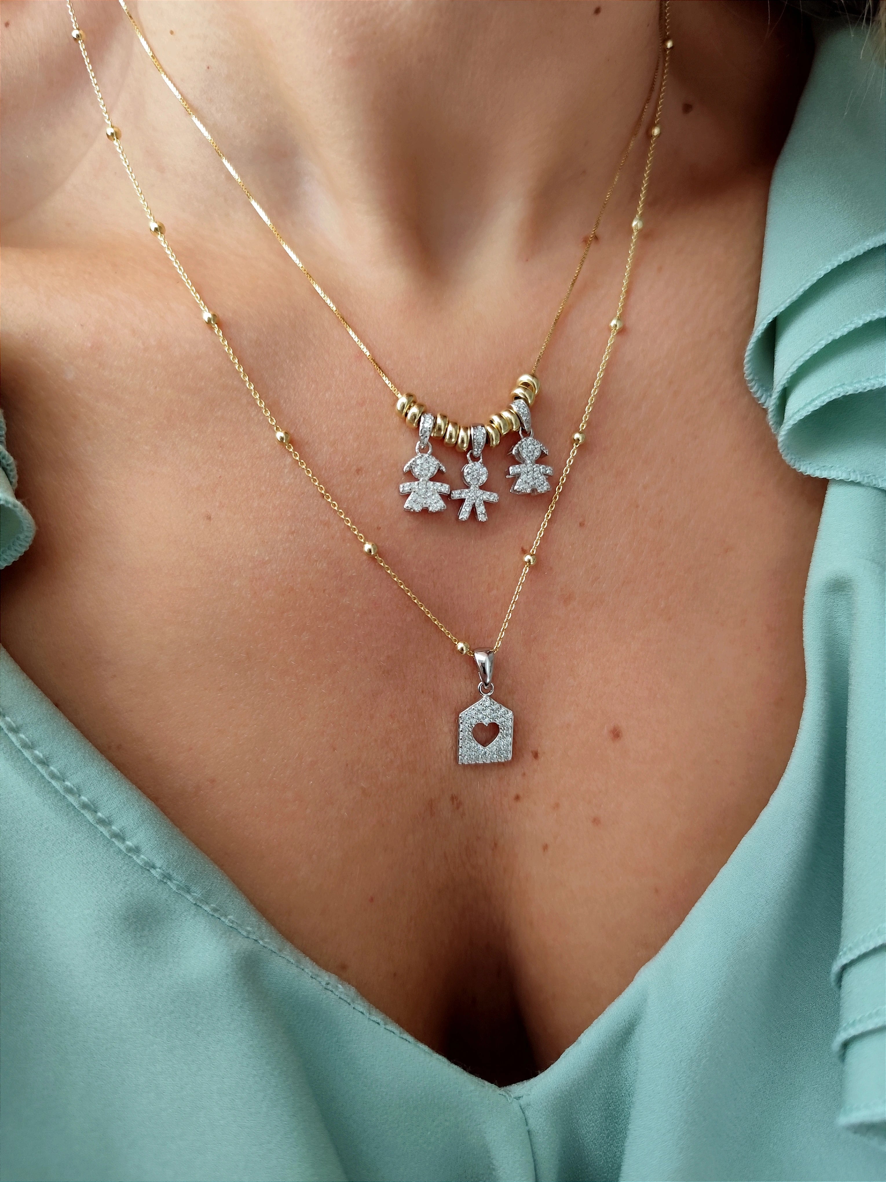 Collana Baby Charms Bicolore - Filo Singolo o Doppio