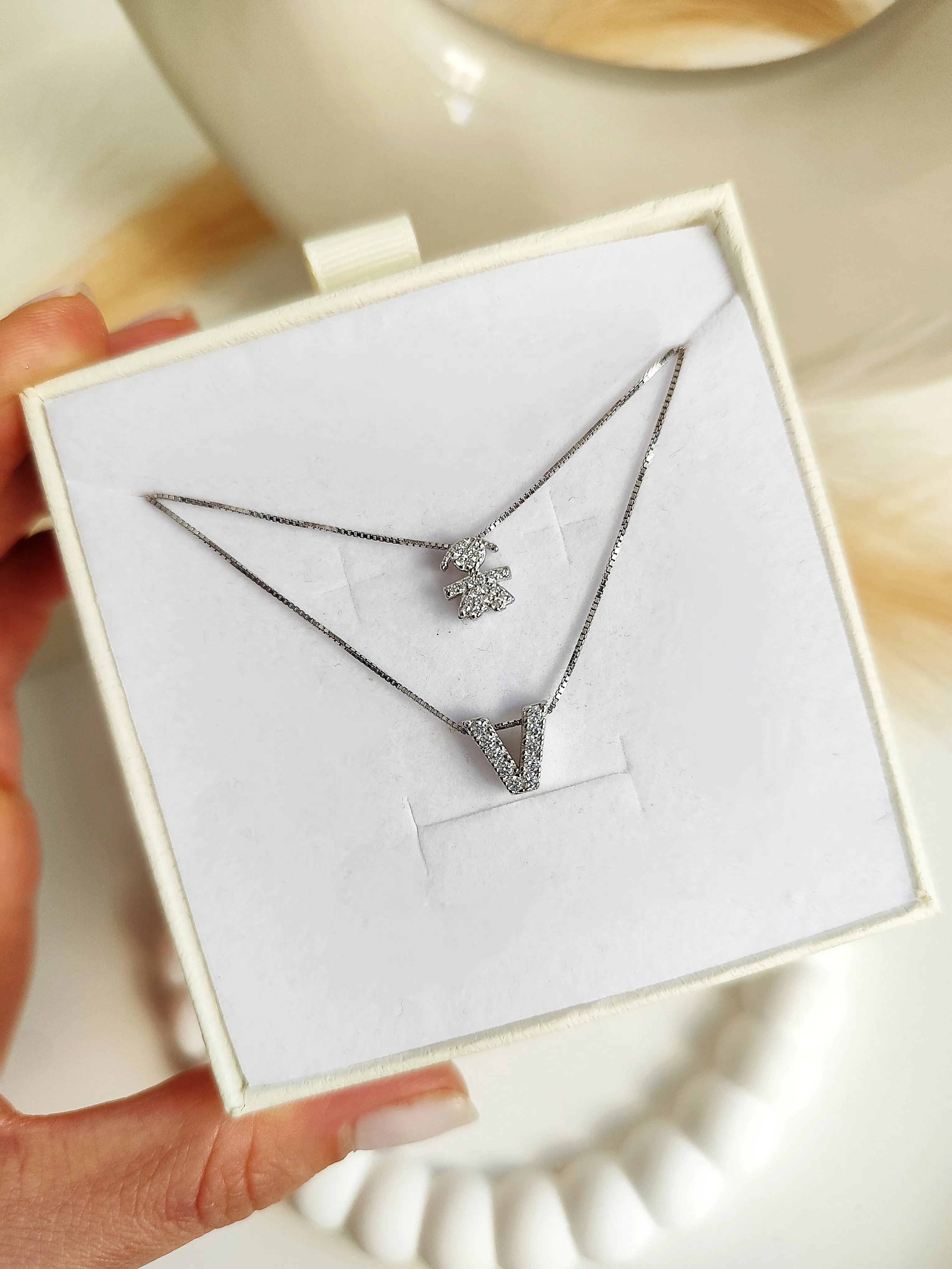 Collana Con Iniziale INFUSEU, Lettera A-Z In Metallo Con Zirconi, Regalo Romantico Per Donne E Ragazze, Catena 20+2 Pollici