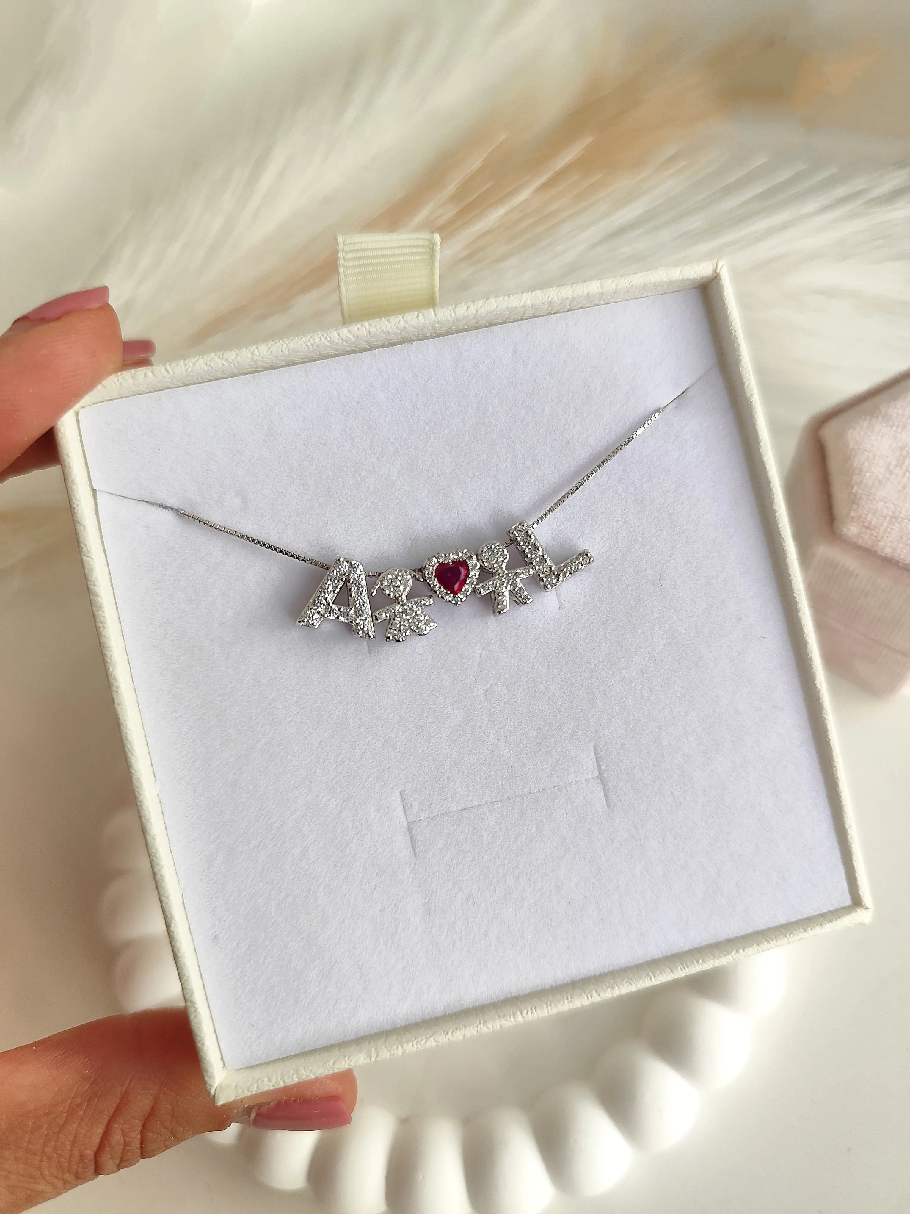 Collana Baby Doppia Iniziale Doppio Bebè Cuore - Filo Singolo