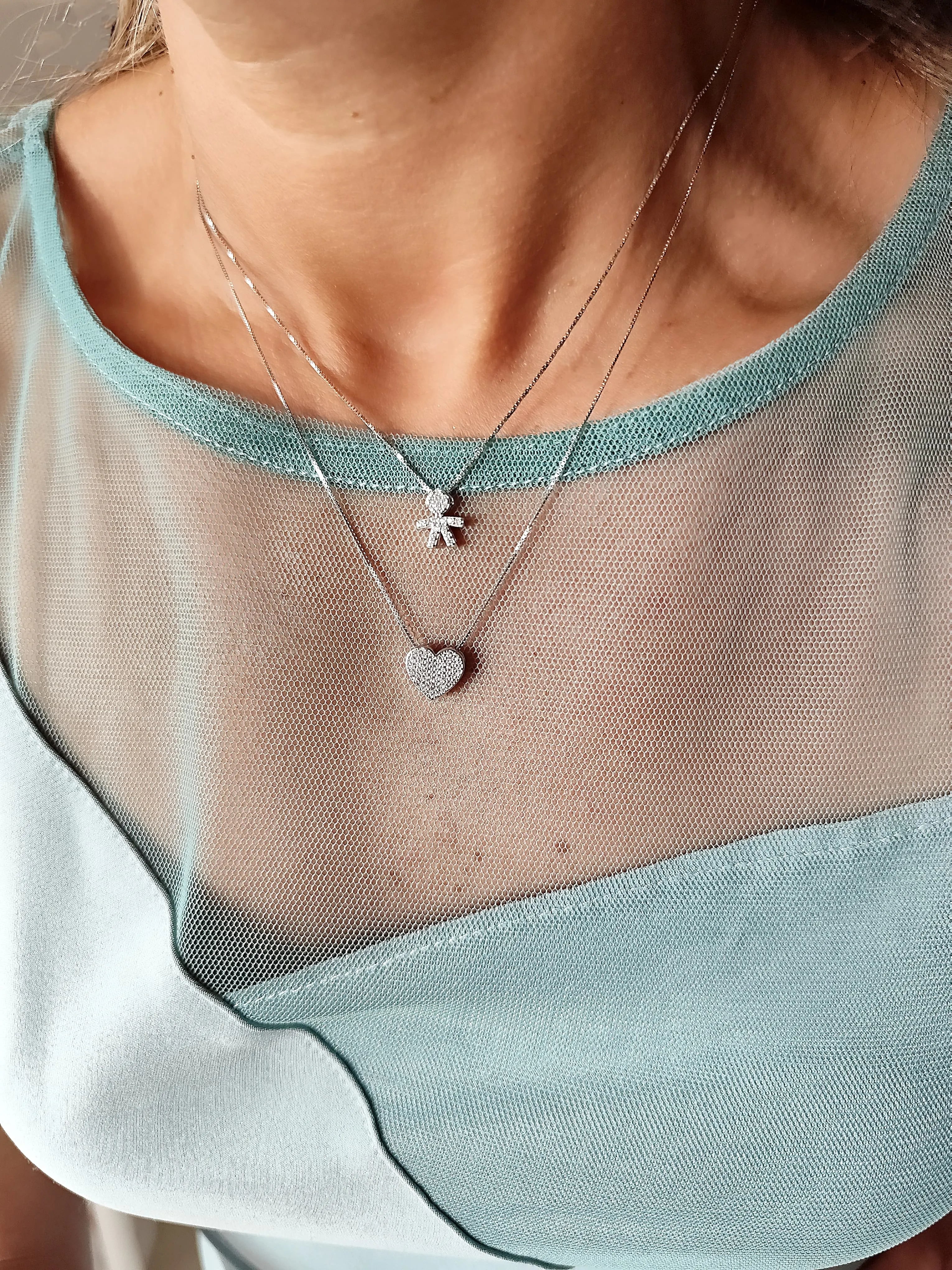 Collana Baby Cuore Pavé - Doppio Filo