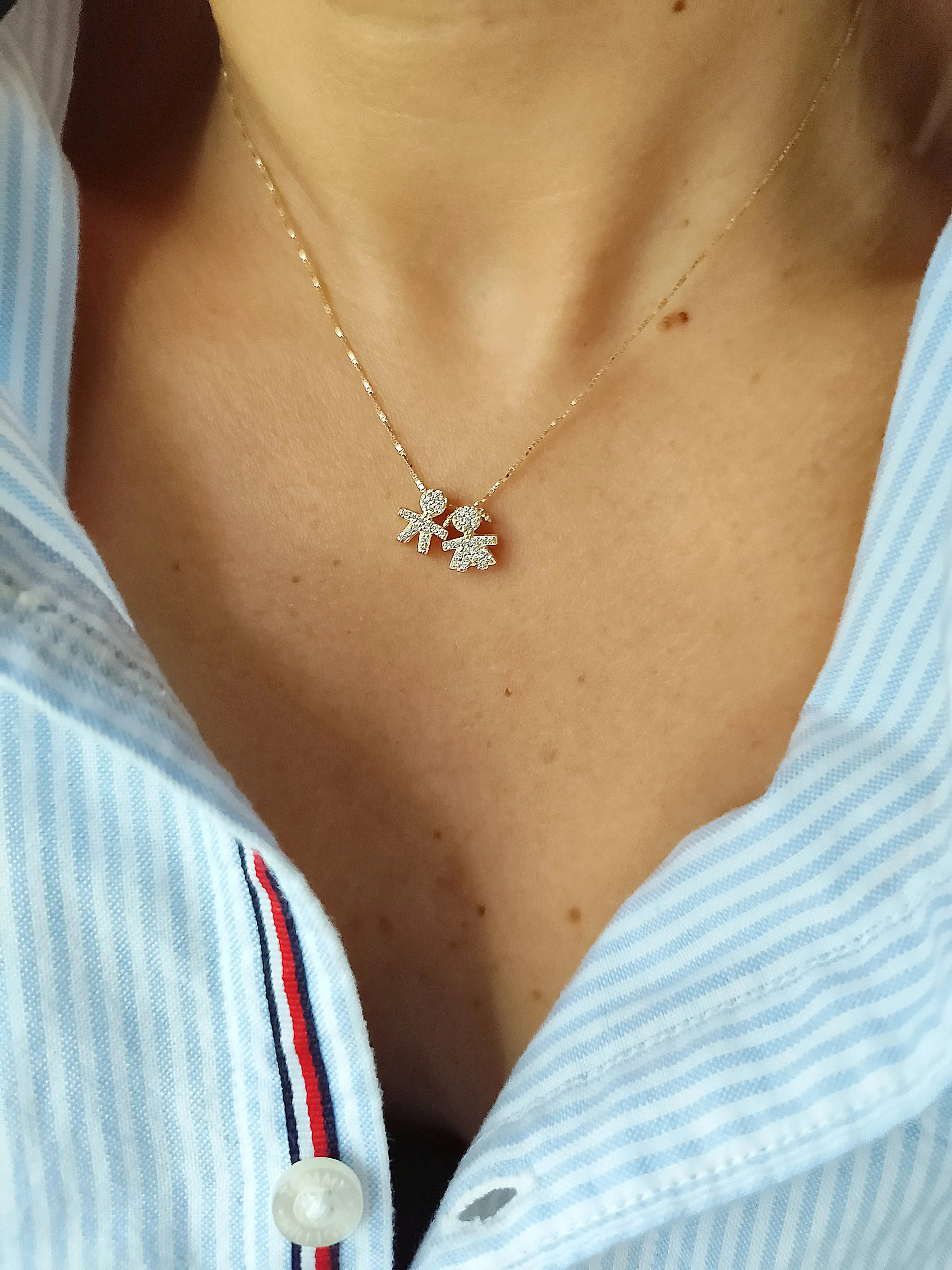 Collana Doppio Baby Passante Senza Cuori - Filo Singolo