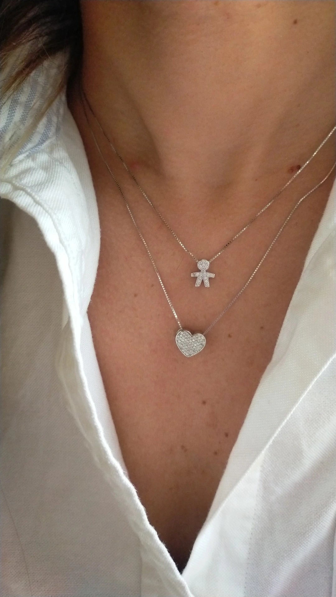 Collana Baby Cuore Pavé - Doppio Filo