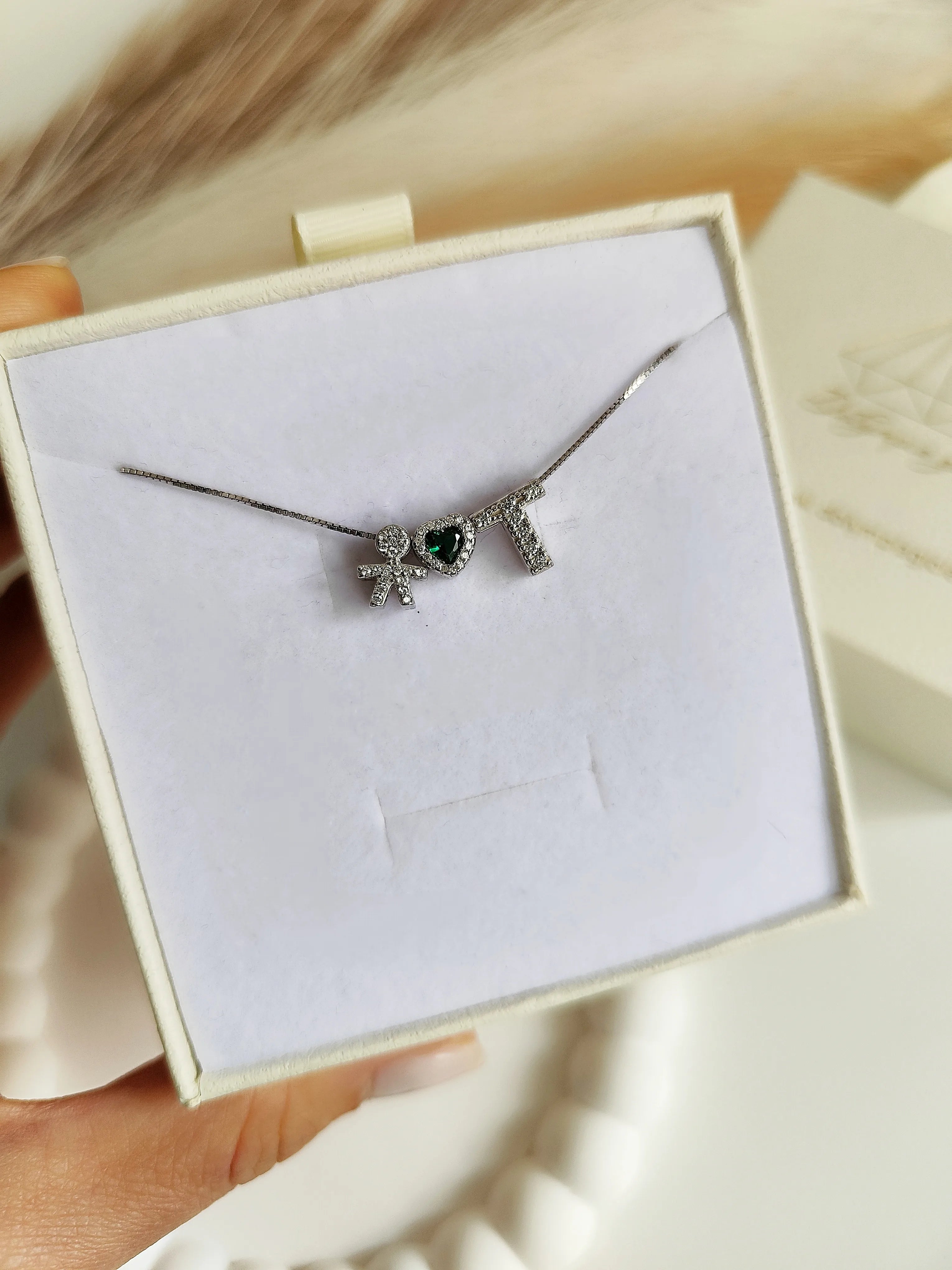 Collana Baby Cuore Piccolo con Iniziali - Filo Singolo