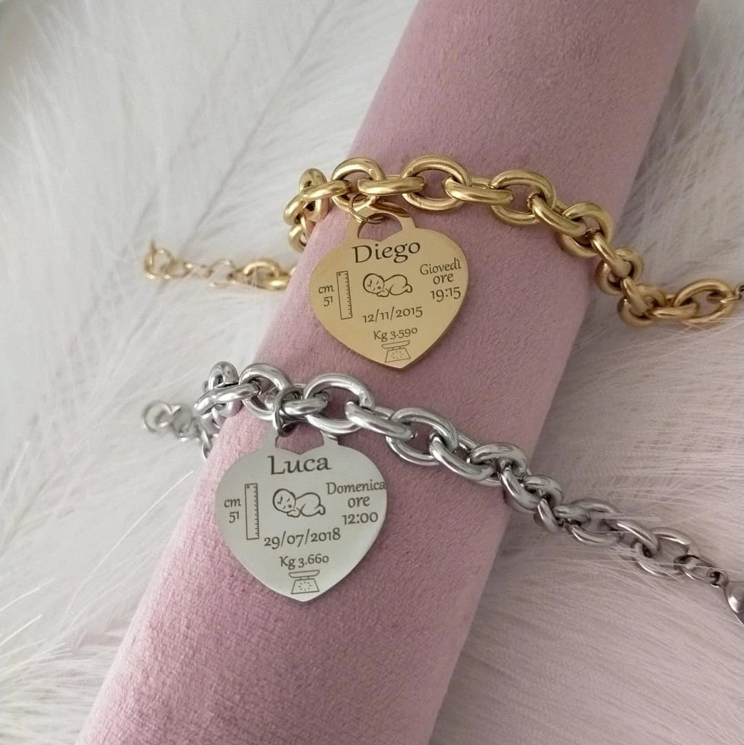 Bracciale Acciaio Ciondolo Cuore