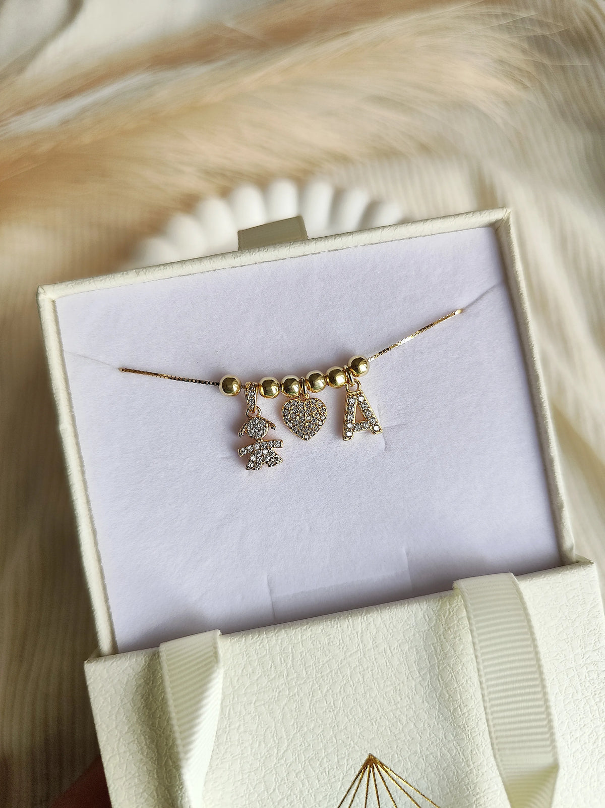 Collana Baby Charm Cuore - Iniziale Gold