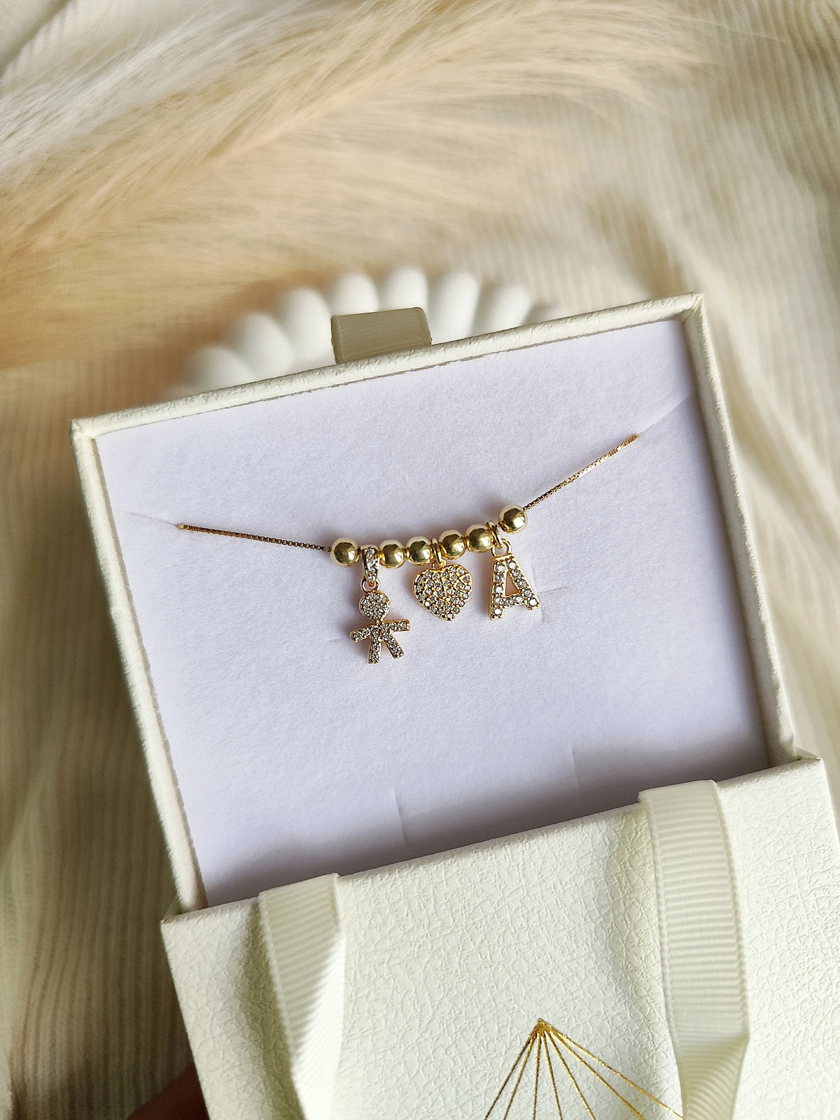 Collana Baby Charm Cuore - Iniziale Gold